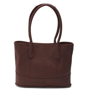 AMERILEATHER Chestnut Leather Triple Compartment Tote With Perforated Accents